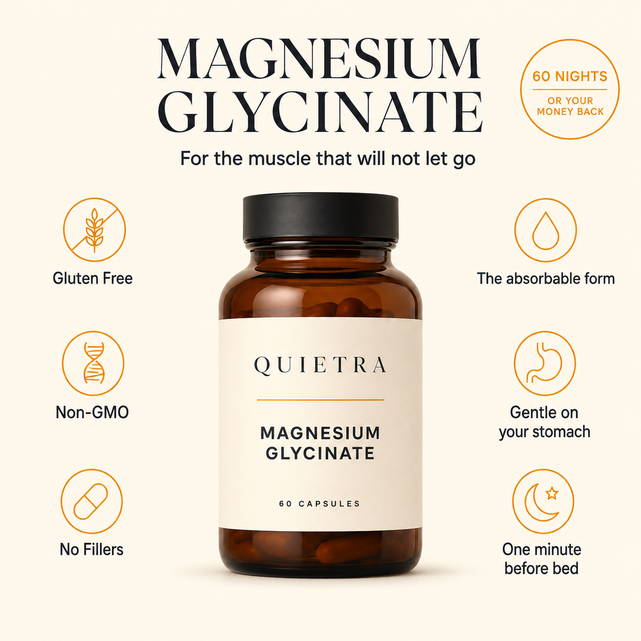 Quietra Magnesium Glycinate, for the muscle that will not let go