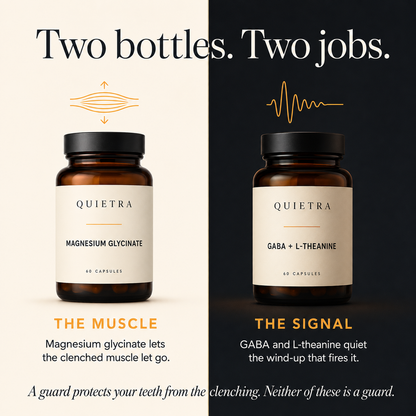 Two bottles. Two jobs. The muscle and the signal.
