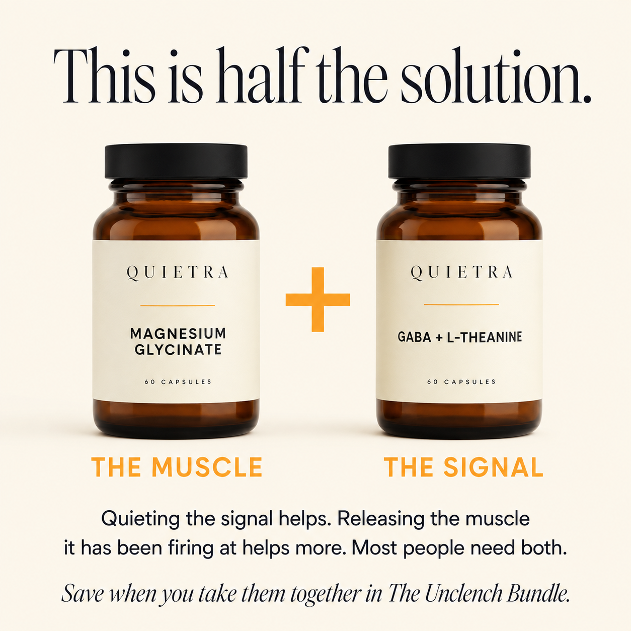 This is half the solution. Pairs with the magnesium glycinate bottle.